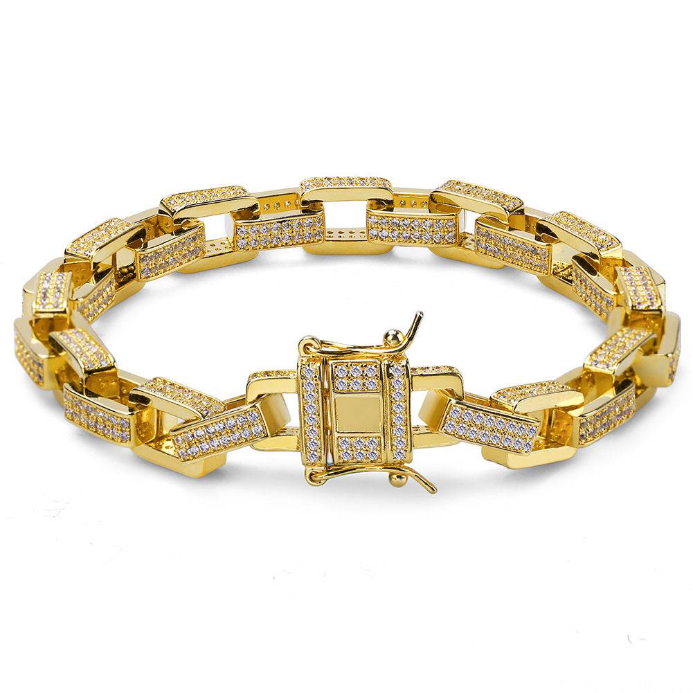 Hip Hop Men Jewelry Bracelet Copper Gold/Silver Color Plated Iced Out Micro Paved Zircon  Chain Bracelets