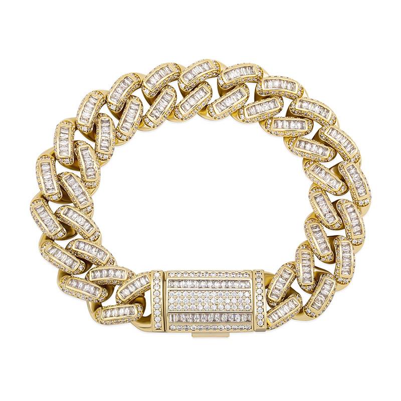 Iced Out Bling 16mm Heavy Chunky Cuban Link Chain Bracelet Gold Silver Color Zircon Hip Hop Fashion Women Men Jewelry