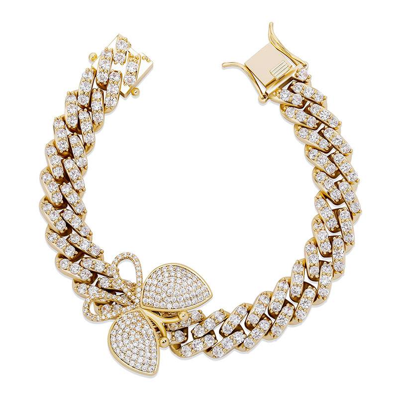 12mm Trend Full Zircon Butterfly Accessories Bracelet Hip Hop Men's Women's Fashion Jewelry Bracelet