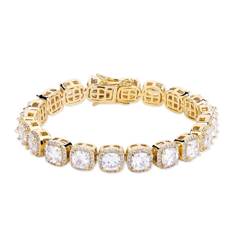  New 10mm Baguette  Bracelet with Spring Clasp High-Quality Mixed Inlaid Jewelry Hip Hop Fashion Daily Accessories