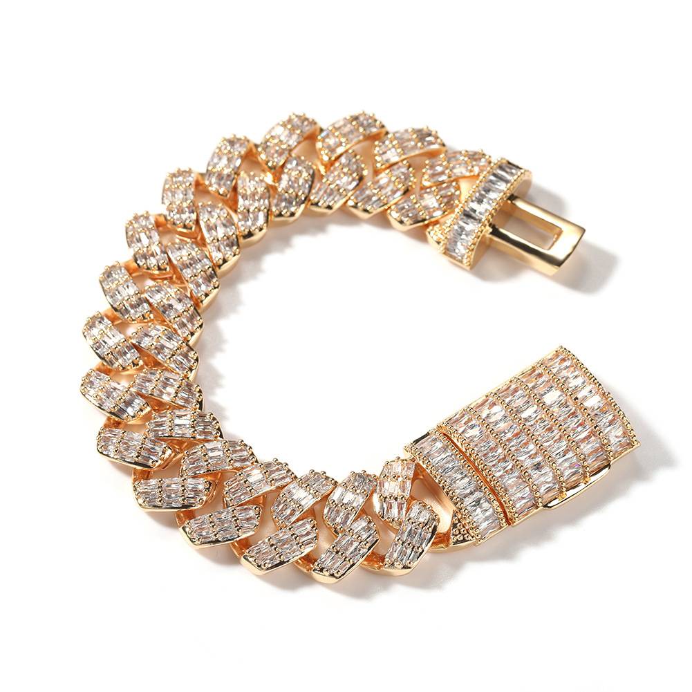 New Style Fashion Women Iced Out Baguette  Lady Rapper Bangle Bracelet