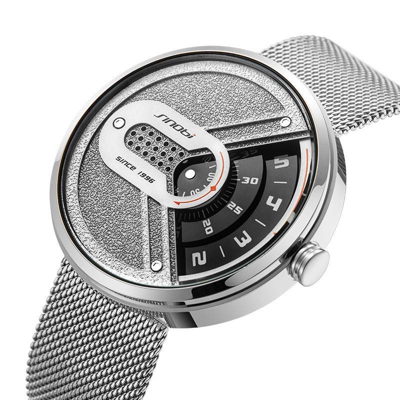 New Men's Watch Fashion Creative Concept Waterproof Men's Watch Personality No Pointer Steel Mesh Strap Quartz Watch