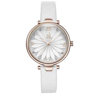  Leather Watch Flower Dial Women Quartz Wristwatches Quartz Analog Women Watch Casual Ladies Watches