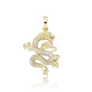 Lucky China Dragon Totem Pendant Necklaces Gift Hip Hop Necklace Jewelry Chinese Style Iced Out Full Cubic Zircon Dragon Pendant