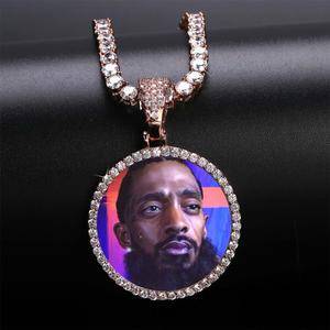 One Custom Photo Memory Medallions Solid Pendants Hip Hop Jewelry Sublimation Cubic Zirconia Round Pictures Charms Bling Jewelry