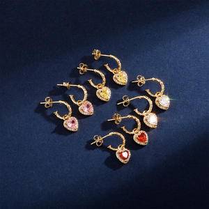 2020 New Four Colors Heart Cubic Zirconia Wedding Earrings Women Eternity Love Earrings Engagement Accessories Fashion Jewelry