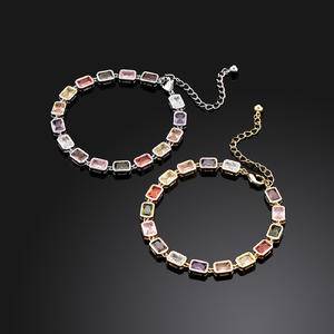 New Iced Out Rectangle Bracelets Micro Pave Multicolor Cubic Zirconia Chain Hip Hop Rock Fashion Colored jewelry For Gifts Women