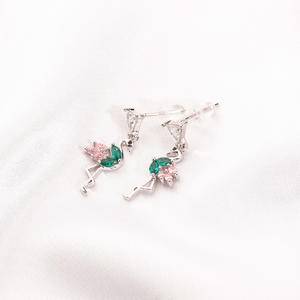 2022 New Flamingo Drop Earrings Brass Iced Out Colorful Zircon In White Gold Hip Hop Jewelry Flamingo Earrings For Women Gifts