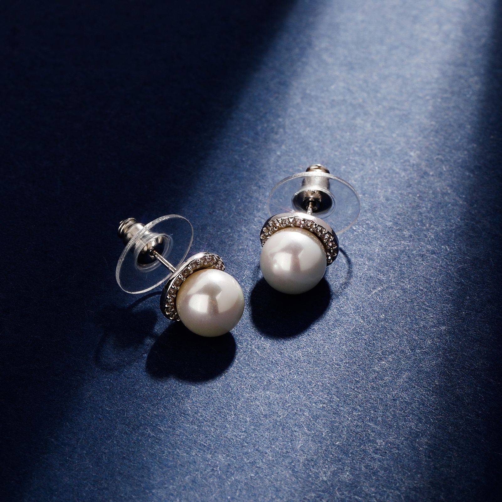 INS简约风S925银针天然珍珠锆石耳钉耳饰女士个性高级感配饰