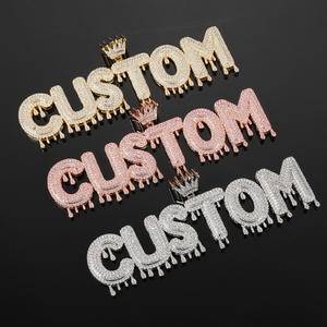 2022 Hot Custom Name Letters Chain Pendants Necklaces Iced Out Charms CZ Hip Hop Mens Jewelry With Gold Silver Tennis Chains New
