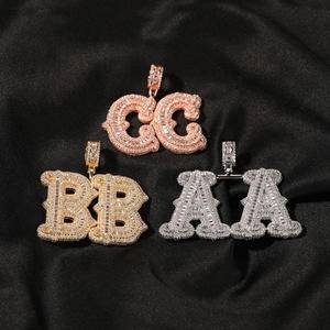 2022 New Charm Custom Name Initial Letter Pendant Iced Out CZ Bling Zircon Letter Pendant Women Men Necklace Hot Hip Hop Jewelry 
