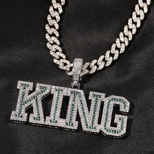2022 New Hip Hop Jewelry For Women Purple Initial Name Pendant Necklaces Iced Out CZ Varsity Letter Custom Name Pendant Necklace