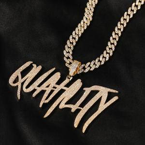 2022 New Hip Hop Custom Name Pendant Necklaces Gold Plated Personality Letters Pendant Men Women Baguette Name Necklace Jewelry