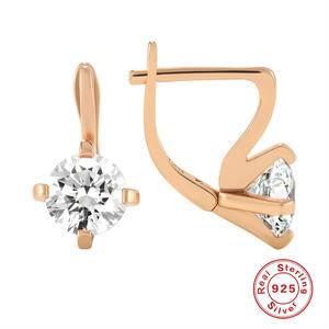 New 925 Sterling Silver Classic Versatile Rose Gold White CZ Diamond Hoop Earrings Irregular Earrings Fashion Fine Jewelry Gifts