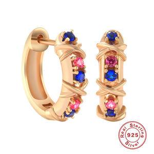2022 925 Sterling Silver Glossy Hoop Earrings Gold Geometry 5A Zircon Earrings Women Pendientes Daily Fashion Fine Jewelry Gifts