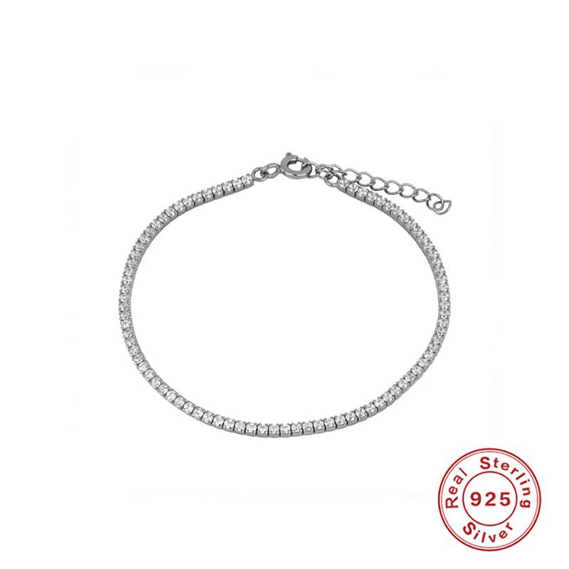 Adjustable 925 Sterling Silver Shiny Cubic Zirconia Tennis Chain Bracelet Women Bracelets Mothers Day Gifts Fashion Fine Jewelry