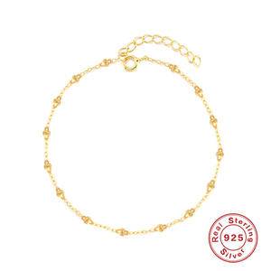 High Quality Fine Jewelry 925 Sterling Silver Beads Chain Link Bracelet Vintage Minimalist Gold Plated Chain Bracelets MOM Gifts