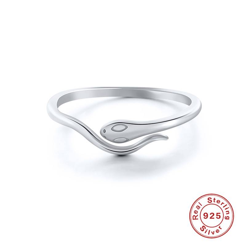 S925纯银小蛇开口戒指 欧美热销潮流时尚简约INS创意开口食指戒指