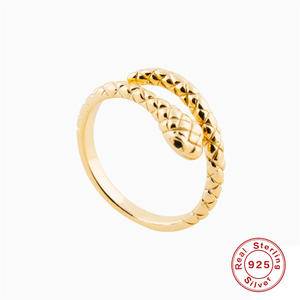 New 925 Sterling Silver Snake Rings Women Trendy Gold Color Open Finger Ring Wedding Engagement Party Femme Fashion Fine Jewelry