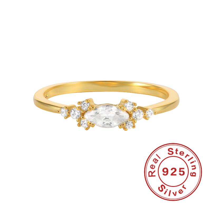 925纯银椭圆形氧化锆戒指白金彩色戒指女士结婚戒指订婚新娘高级珠宝