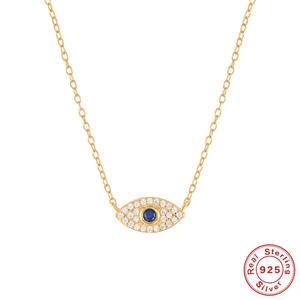 925 Sterling Silver CZ Zircon Lucky Eye Pendant Necklace Women Girls Gifts Statement Charm Necklaces Choker Fashion Fine Jewelry