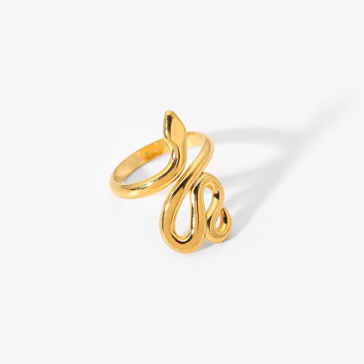 欧美INS网红同款戒指18K不锈钢女戒时尚蛇形开口戒指时尚指环饰品