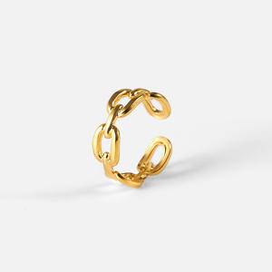 Wholesale Square buckled Chain Open Rings Stainless Steel Jewelry 18k Gold Plated Adjustable Finger Rings For Women Party Gifts