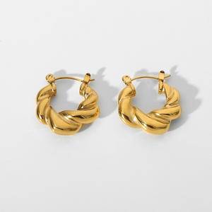 New Fashion Stainless Steel Croissant Twisted Woven Thick Hoop Earrings For Women Temperament Circle Earring Jewelry Accessories
