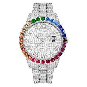 NEW Diamond Luxury Men's Fashion Business Calendar Watches Stainless Steel Analog Male Quartz Watch Gift