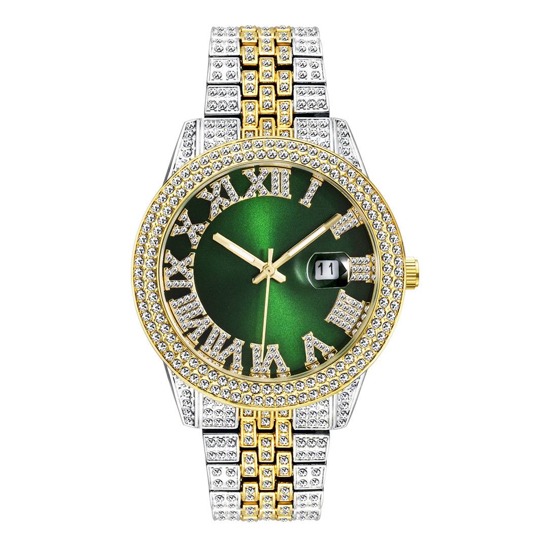 嘻哈顶级豪华品牌手表男士双层钻石不锈钢时尚手表