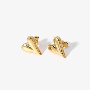 High Quality Lovely Tiny Cubic Heart Stud Earrings For Women Girls Simple Gifts 14K Gold Plated Stainless Steel Earrings Jewelry