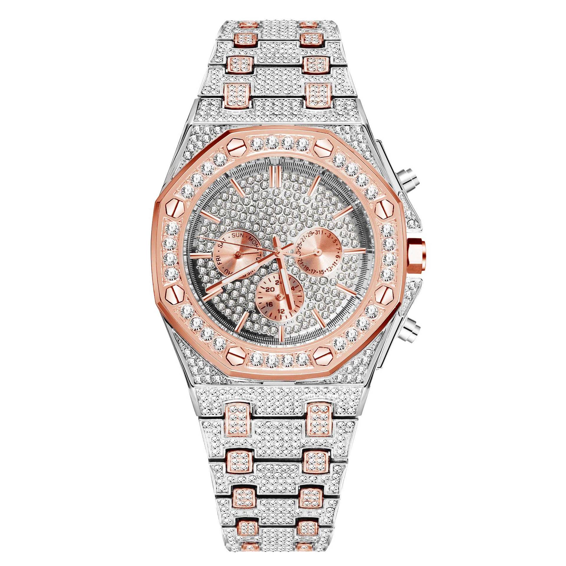 豪华品牌不锈钢模拟展示日期周防水男士石英手表商业男性手表
