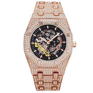 Top Brand rMechanical twatch Luxury Glass Full Diamond Watch Stainless Steel Waterproof Watches Men
