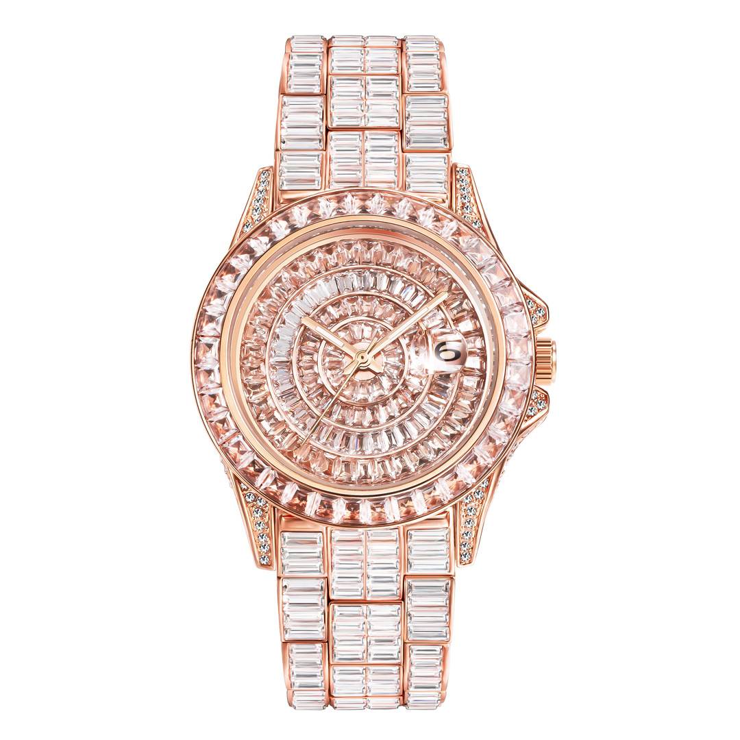 男士的全钻石手表嘻哈冰块出色的不锈钢手表高品质的发光雄性时钟