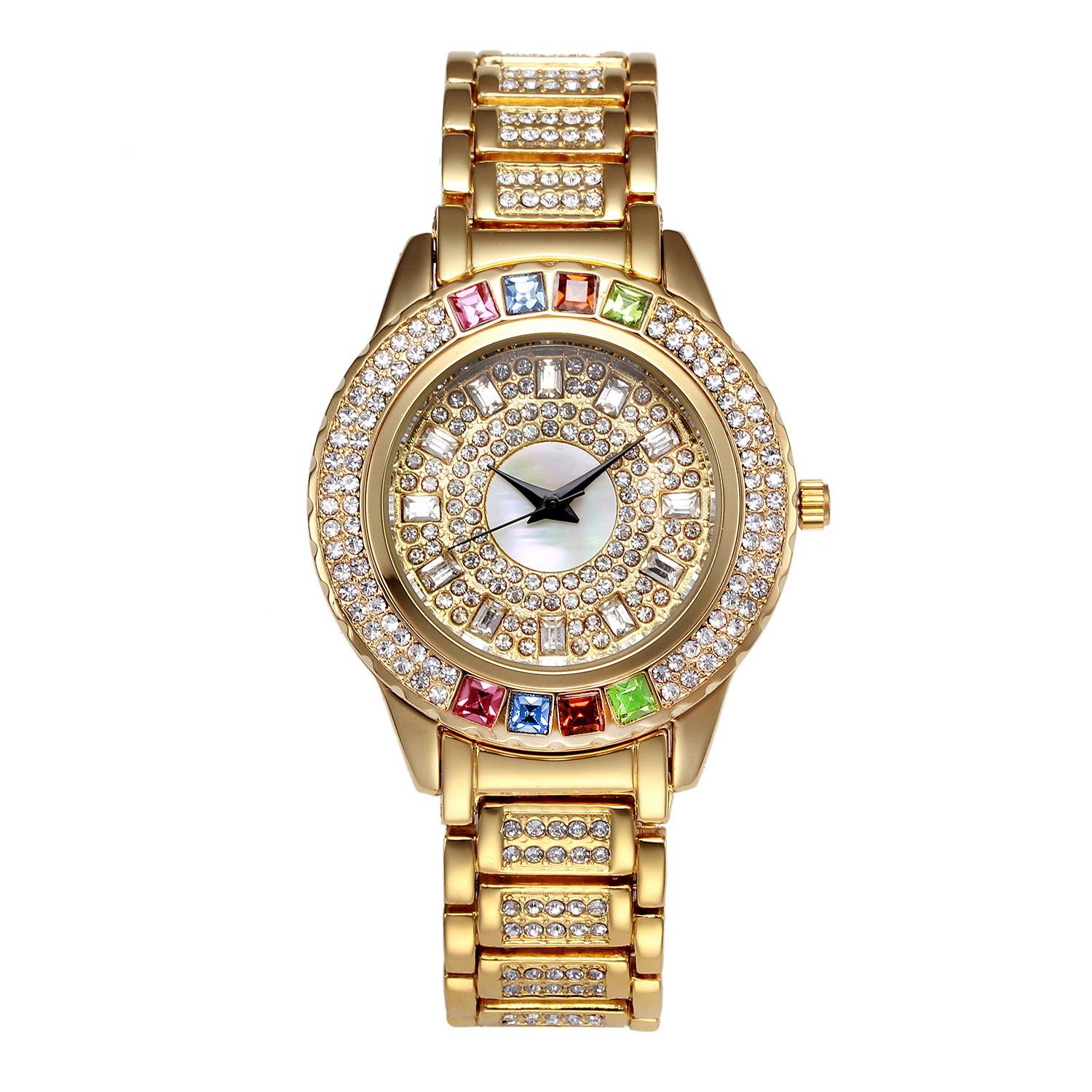 女士黄金派对手表女性钻石时尚中国手表豪华品牌的女性石英钟表