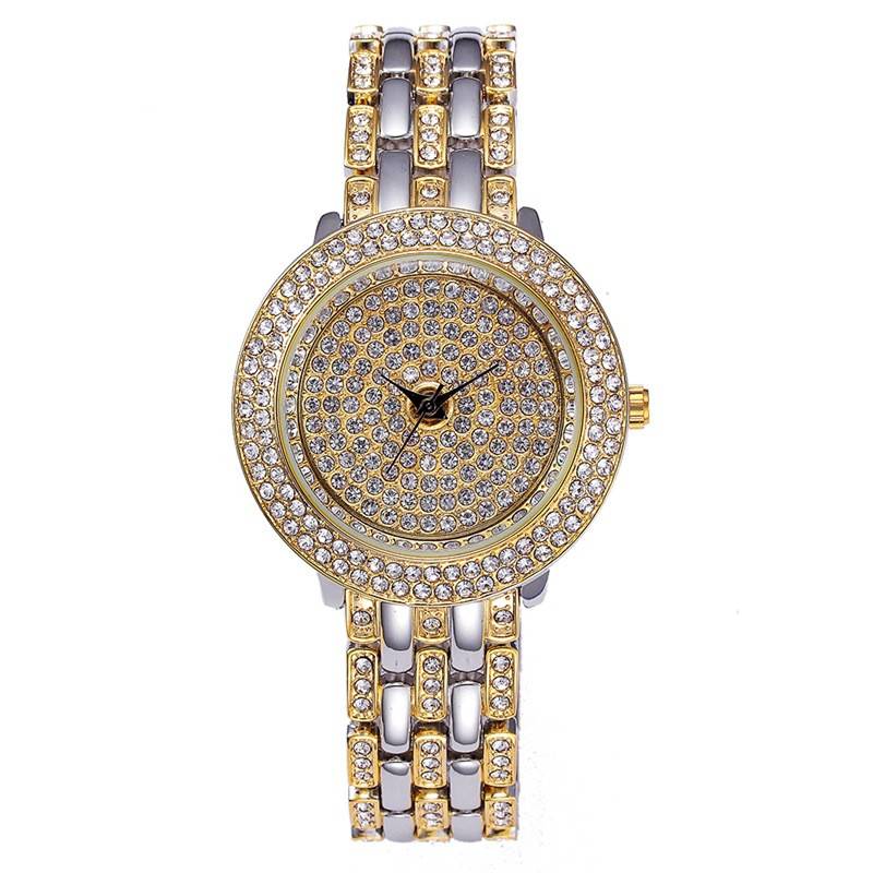 品牌豪华不锈钢手表女性简单防水石英手表女士服装手表