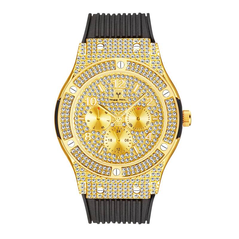  glass diamond men's watches men luxury wristwatches Silicone quartz diamond watch