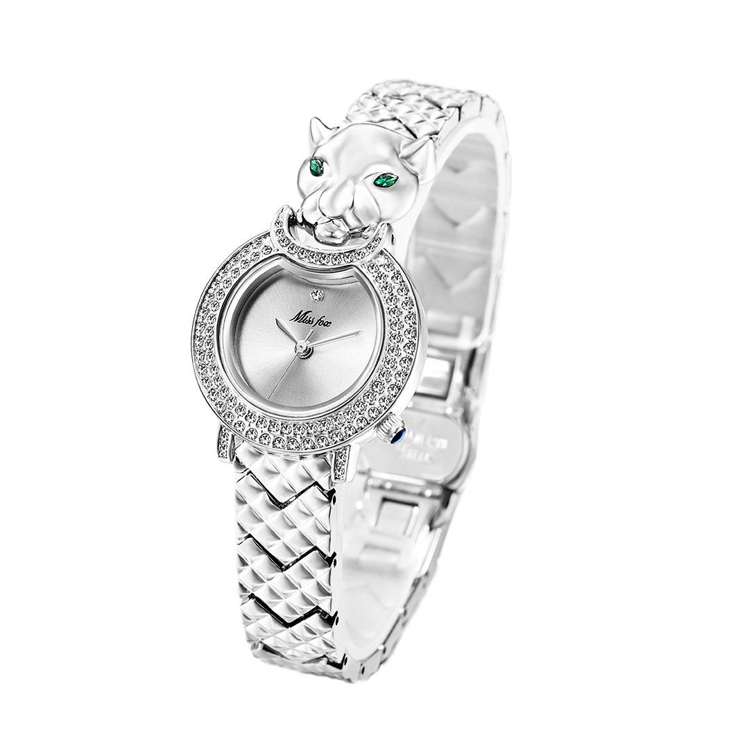 优雅的豹纹女士手表豪华品牌金色日内瓦女性手表防水模拟石英手表