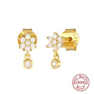 New S925 Sterling Silver Simple Gold Stud Earrings Women Trendy Turquoise Korean Fine Jewelry 18K Gold Small Round Stud Earrings