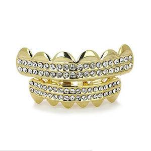 New Set Teeth Top & Bottom Silver Color Grills Dental Mouth Hip Hop Fashion Jewelry Rapper Jewelry Gift