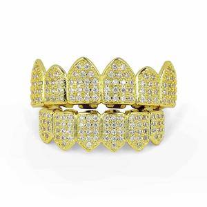  Classic  Hip Hop Punk Teeth Grillz Set Gold Silver Color Top & Bottom Grills Dental Mouth Caps Cosplay Party