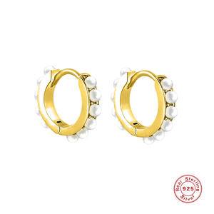 2022 Fashion Women Cute Simulated Pearl Hoop Earrings Korean Pendientes 925 Sterling Silver Huggie Earrings Brincos Fine Jewelry