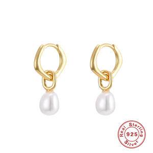 Korean Synthetic Baroque Pearl Earrings 925 Sterling Silver Drop Earrings For Women Valentine's Day Wedding Fine Jewelry Gifts