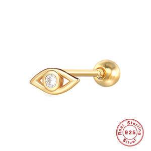 New INS Mini 925 Sterling Silver Jewellery Eye Shape With Zircon 18k Gold Plated Stud Earrings 925 Silver Fashion Fine Jewelry