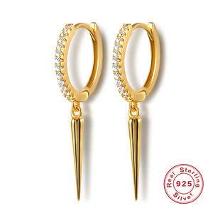 2022 NEW Fashion Fine Jewelry Women 925 Sterling Silver Long Spike Triangle Pendant Earrings Set CZ Zirconia Gold Hoop Earrings