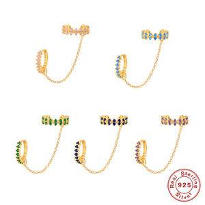 New 925 Sterling Silver Clip Earrings for Teens Women Ear Cuffs 5 Colors Cool Jewelry Vintage Retro Chain Earrings Fine Jewelry