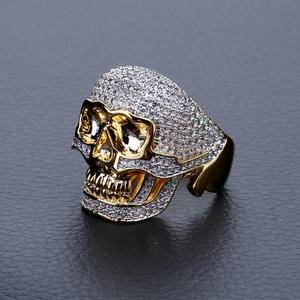Hip Hop Gold Color Jewelry Rings for Men New Arrival Crystal  Rings Men's High Quality Bling Rings