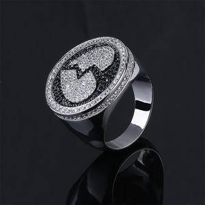 Fashion Personalized Hip-hop Broken Heart Black Silver Zircon Ring Simple Ring