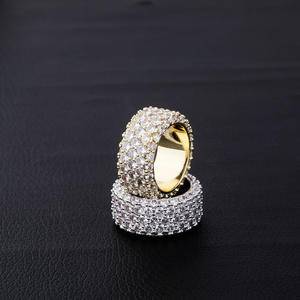 Three elements of men's single stone bling jewelry ring gold and silver sneakers Baguette cubic zircon rings