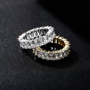 Women Luxury  Zircon Ring Stackable Eternity Bands Finger Ring Lab Diamond Wedding Jewelry